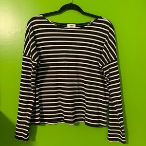 Black and white striped long sleeve shirt